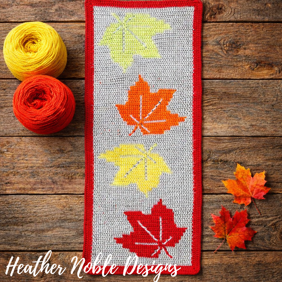 Maple Leaves Table Runner - Mosaic Crochet Pattern (PDF Pattern)