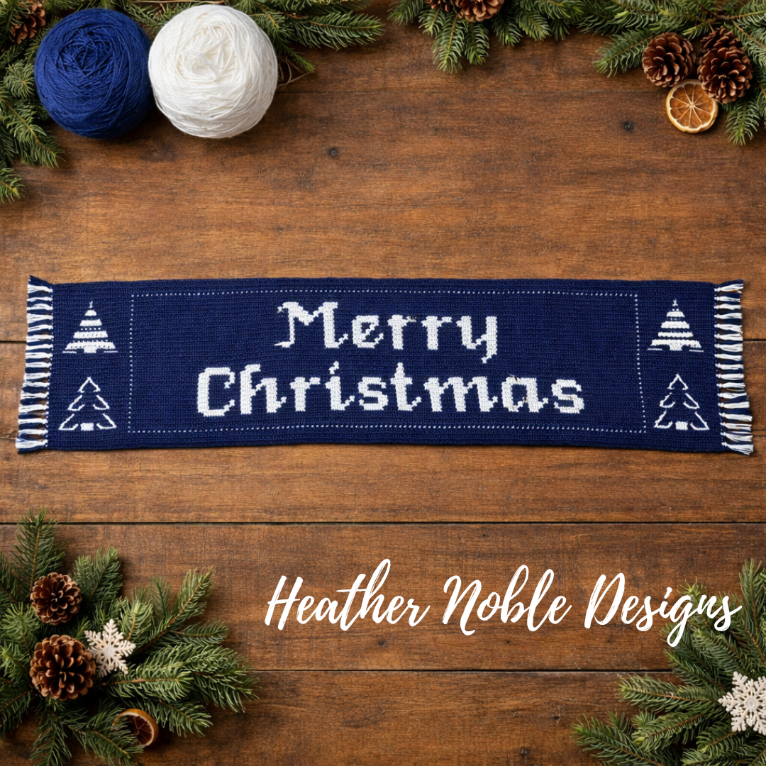 Merry Christmas Table Runner - Mosaic Crochet Pattern (PDF Pattern)