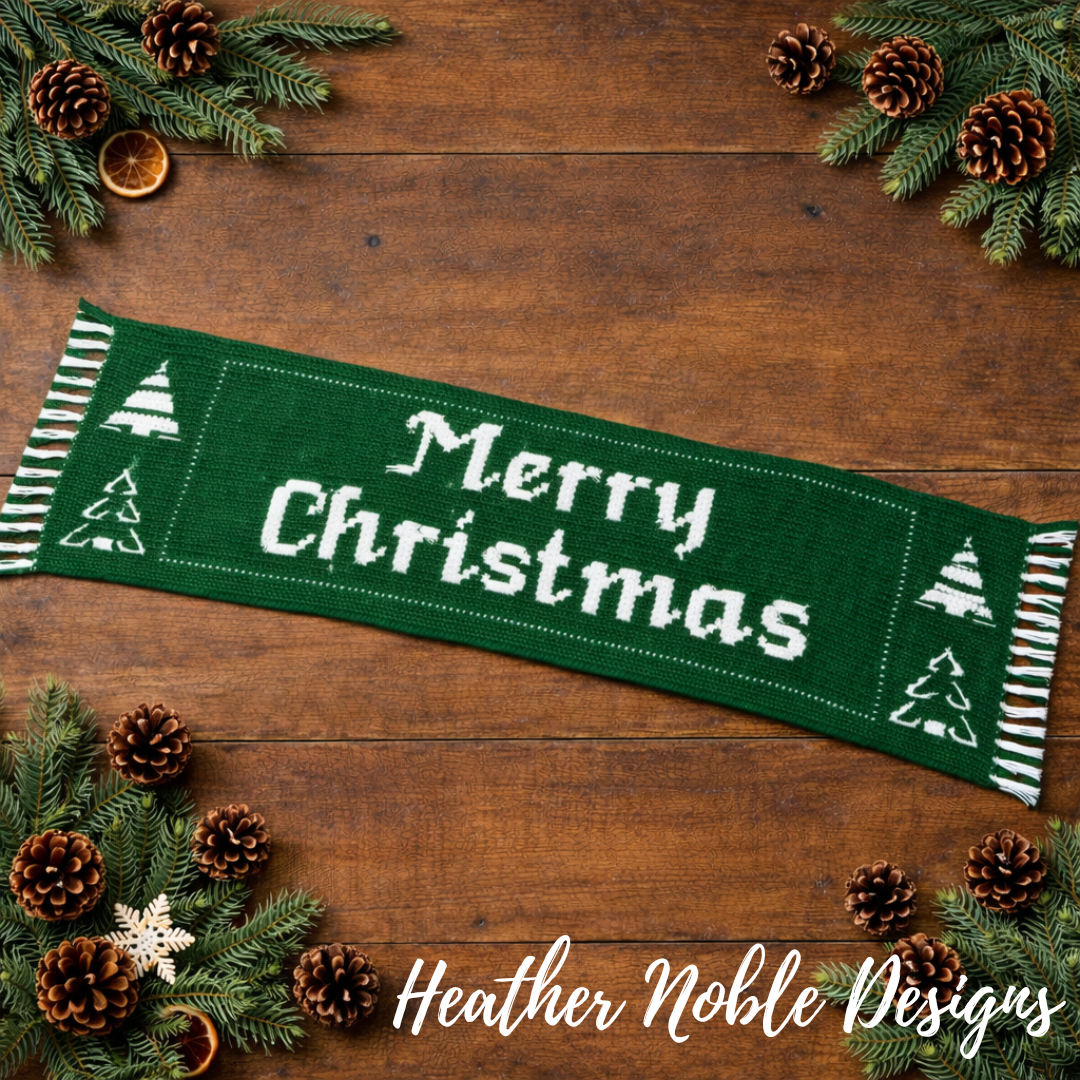 Merry Christmas Table Runner - Mosaic Crochet Pattern (PDF Pattern)