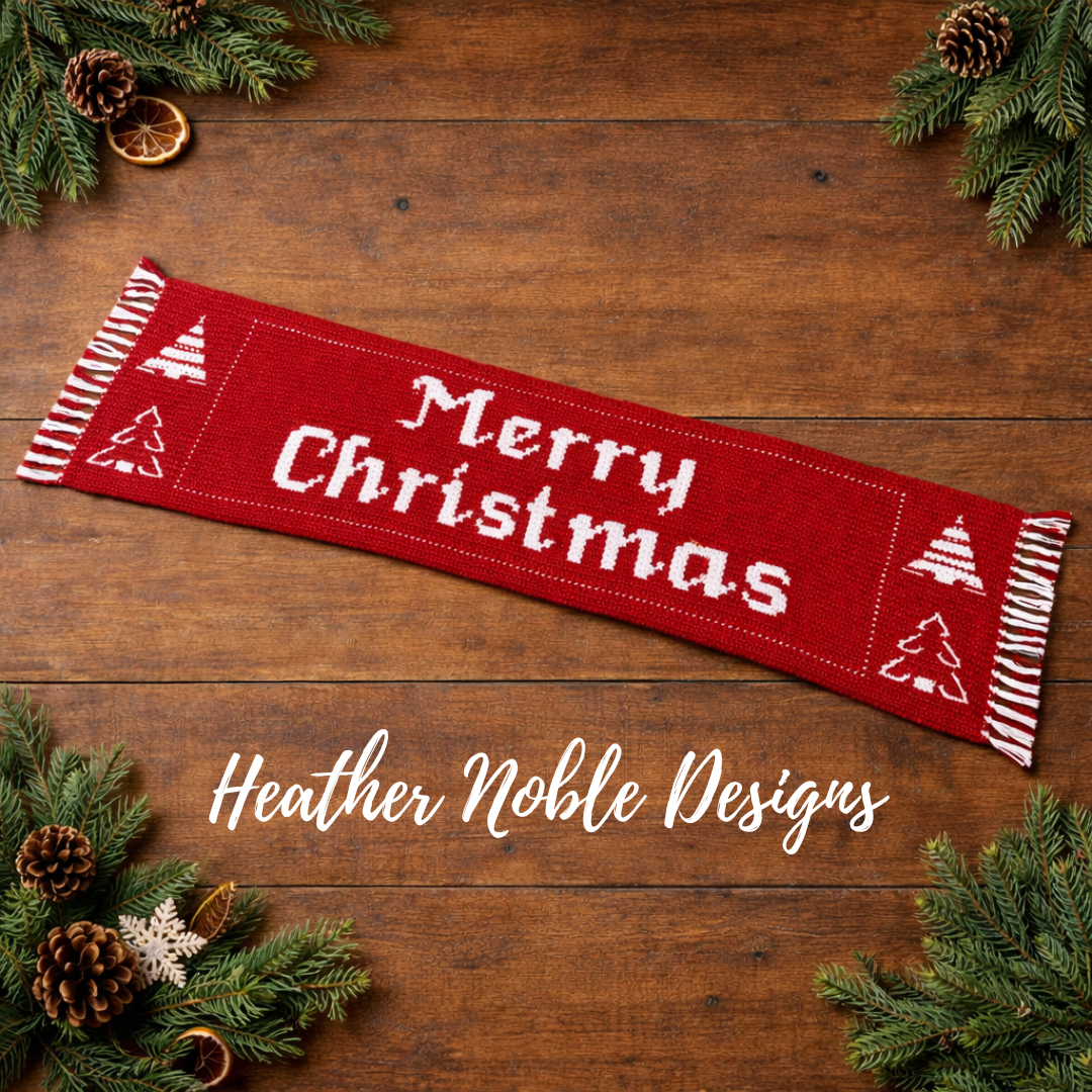 Merry Christmas Table Runner - Mosaic Crochet Pattern (PDF Pattern)