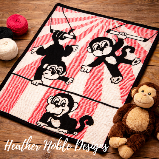 Monkey Circus - Mosaic & Tapestry Crochet Blanket Pattern (PDF Pattern)