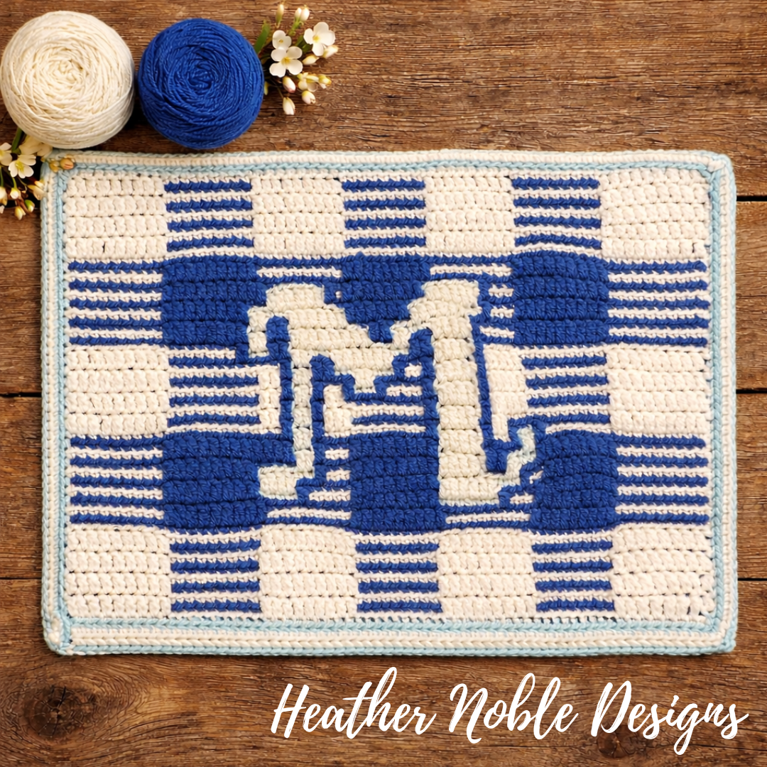 Monogram "M" Placemat - Mosaic Crochet Pattern (PDF Pattern)