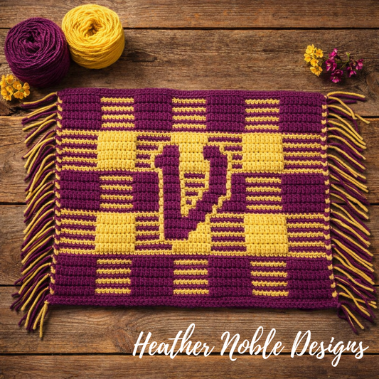 Monogram "V" Placemat - Mosaic Crochet Pattern (PDF Pattern)