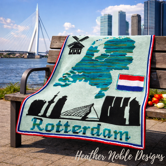 Netherlands - Mosaic & Tapestry Crochet Blanket Pattern, Rotterdam Skyline (PDF Pattern)
