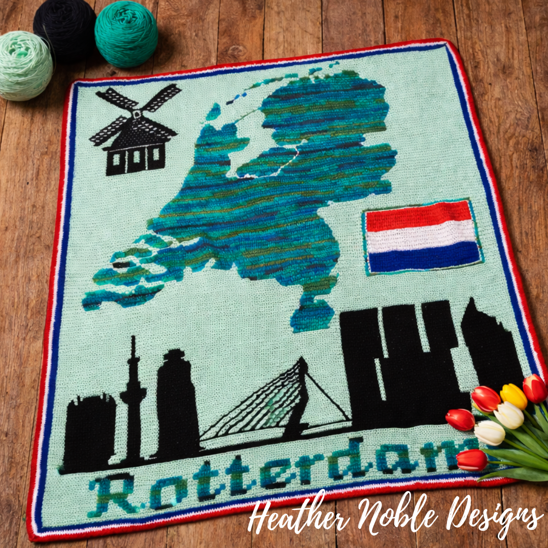 Netherlands - Mosaic & Tapestry Crochet Blanket Pattern, Rotterdam Skyline (PDF Pattern)