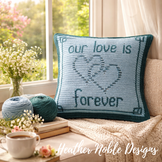 Our Love Is Forever Pillow - Mosaic Crochet Pattern (PDF Pattern)
