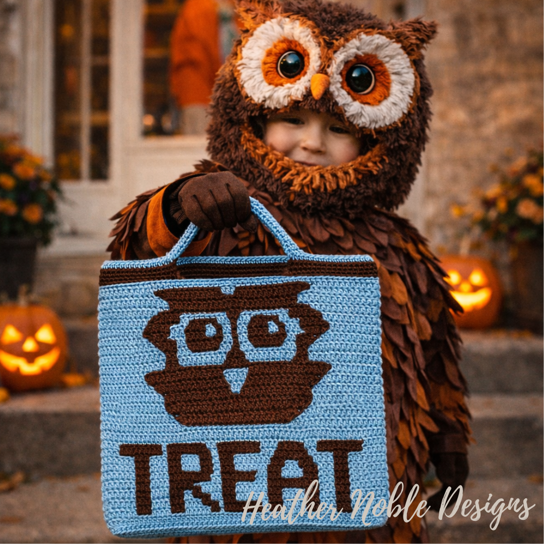 Owl Trick or Treat Tote - Mosaic Crochet Pattern (PDF Pattern)