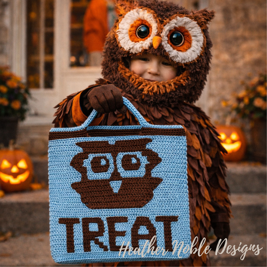 Owl Trick or Treat Tote - Mosaic Crochet Pattern (PDF Pattern)