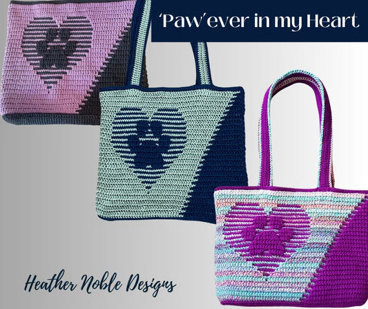 Paw Print Tote Crochet Bag
