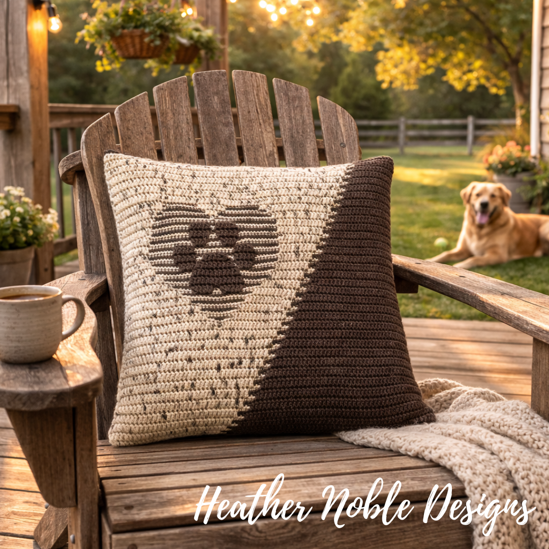 Paw Print Pillow - Mosaic Crochet Pattern (PDF Pattern)