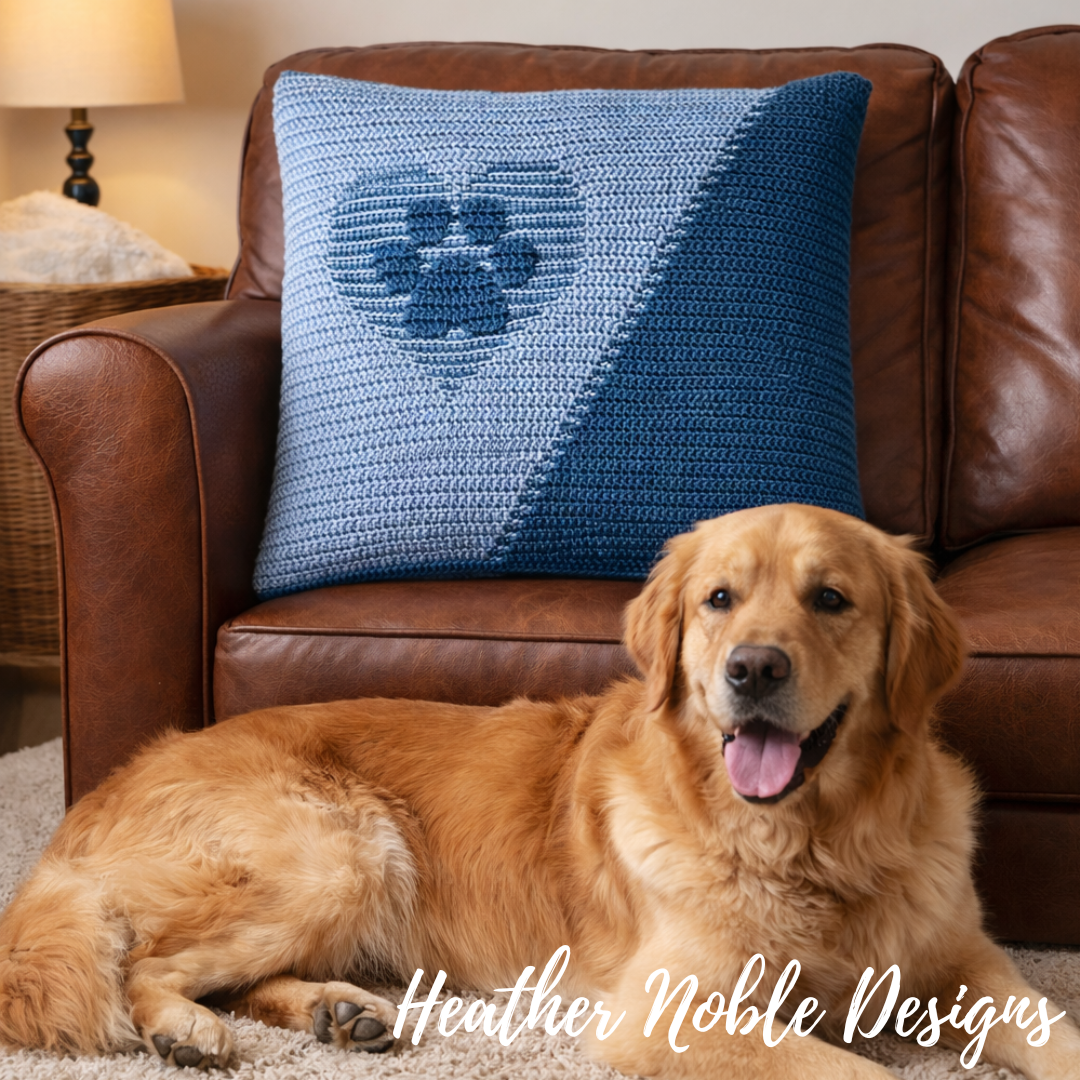 Paw Print Pillow - Mosaic Crochet Pattern (PDF Pattern)