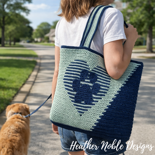 Paw Print Tote - Mosaic Crochet Pattern (PDF Pattern)