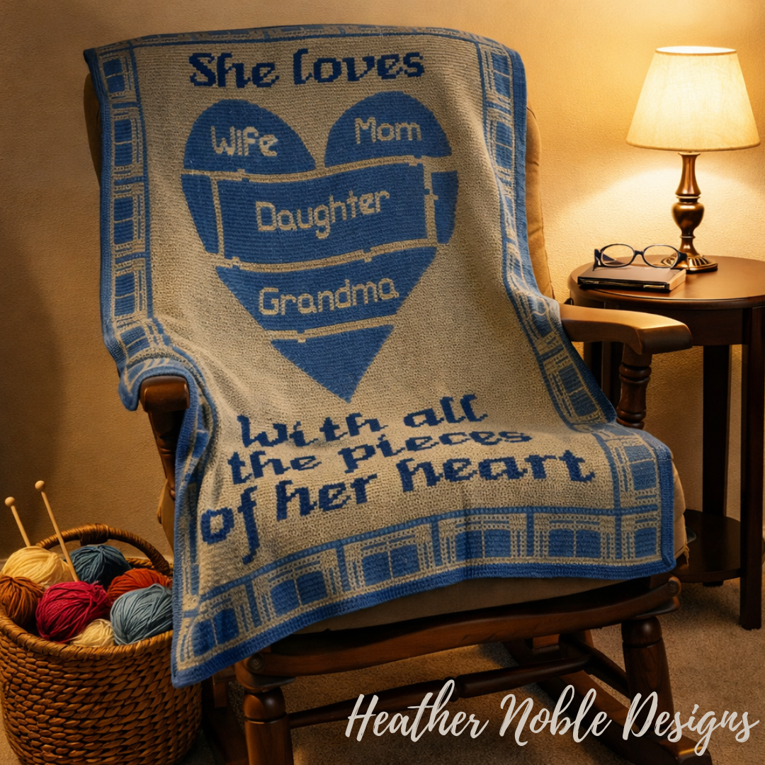 Pieces of Her Heart - Mosaic Crochet Blanket Pattern (PDF Pattern)