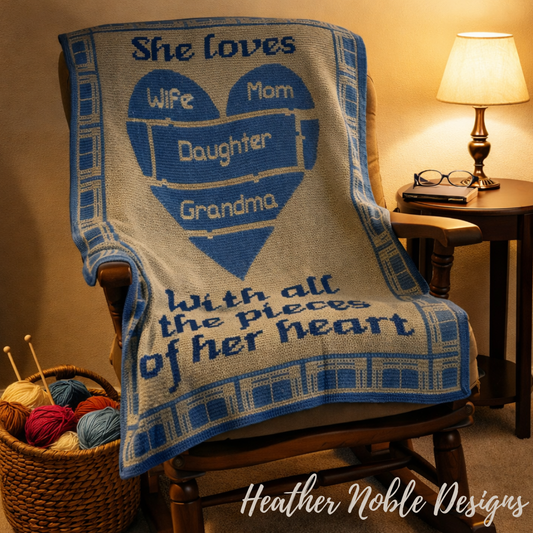 Pieces of Her Heart - Mosaic Crochet Blanket Pattern (PDF Pattern)
