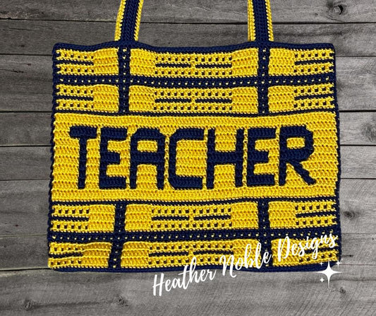 Plaid Teacher Tote Crochet Bag