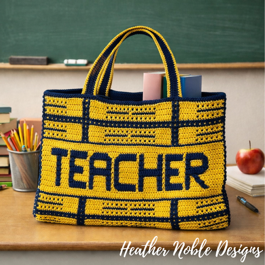 Plaid Teacher Tote - Mosaic Crochet Pattern (PDF Pattern)