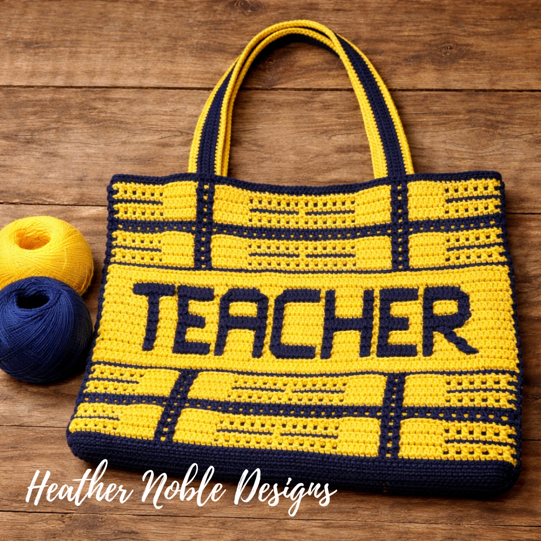 Plaid Teacher Tote - Mosaic Crochet Pattern (PDF Pattern)