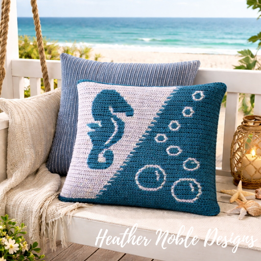 Seahorse Pillow - Mosaic Crochet Pattern (PDF Pattern)