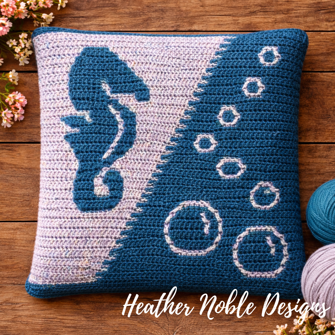 Seahorse Pillow - Mosaic Crochet Pattern (PDF Pattern)