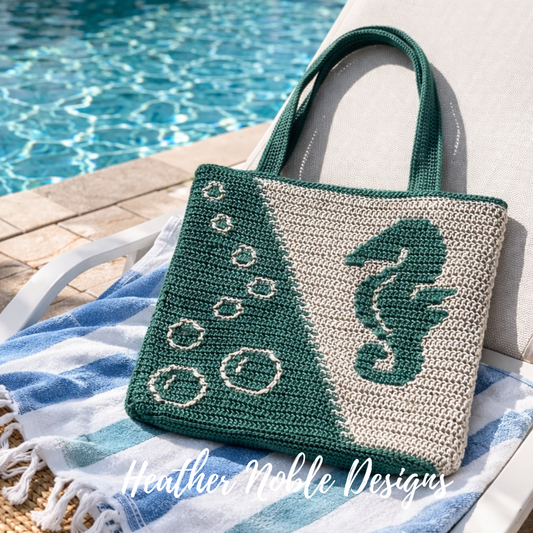 Seahorse Tote - Mosaic Crochet Pattern (PDF Pattern)
