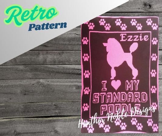 Standard Poodle Blanket-Retro Pattern
