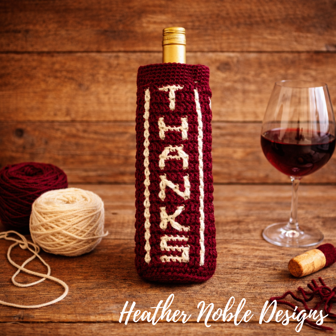 Thankful Wine Cozy - Mosaic Crochet Pattern - Set of 3 (PDF Pattern)